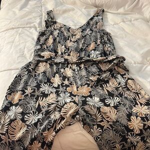 J. Jill Black and Cream Tropical Jumpsuit